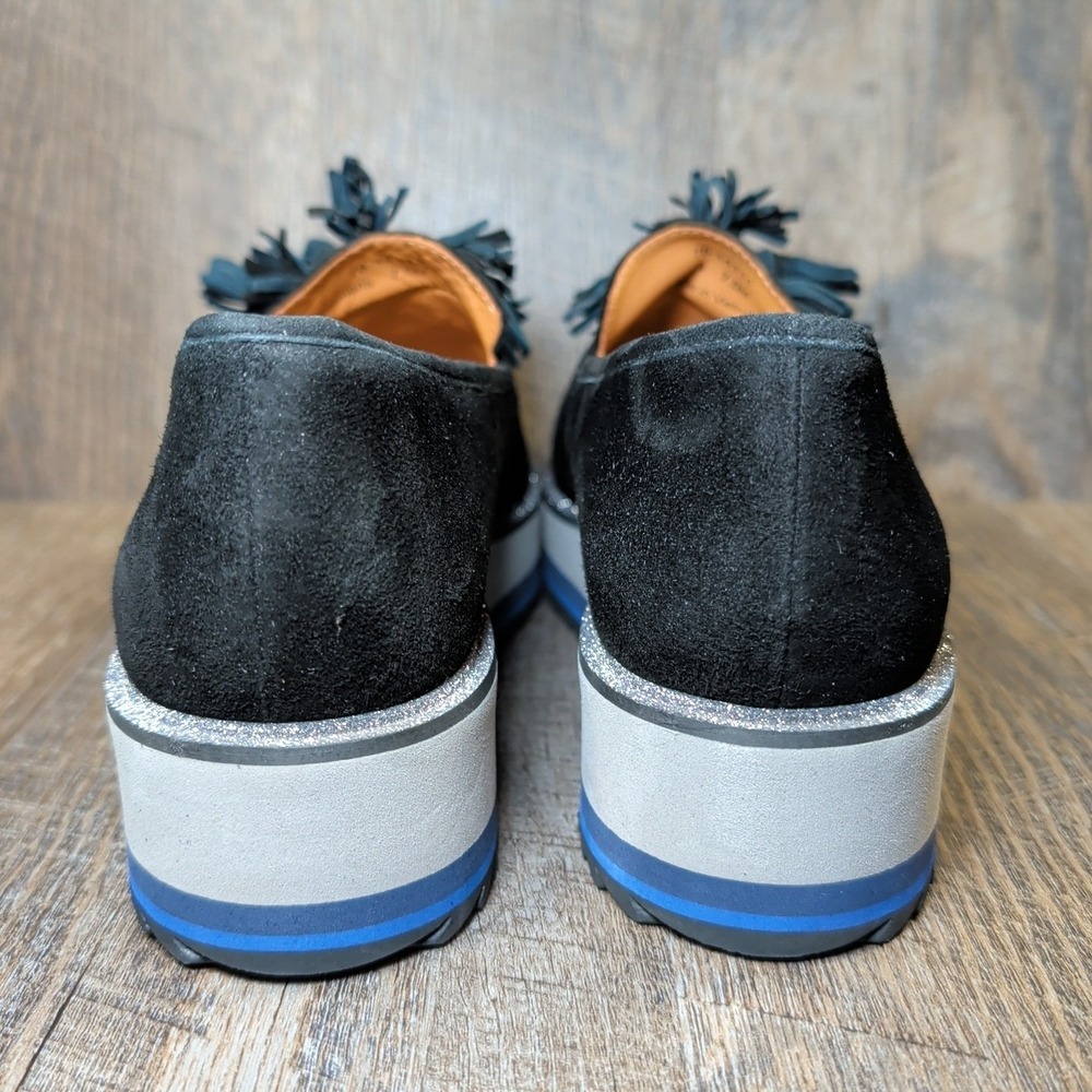 Johnston & Murphy Gracelyn Platform Tassel Loafers Black Suede Glitter Size 7.5 - Picture 7 of 13